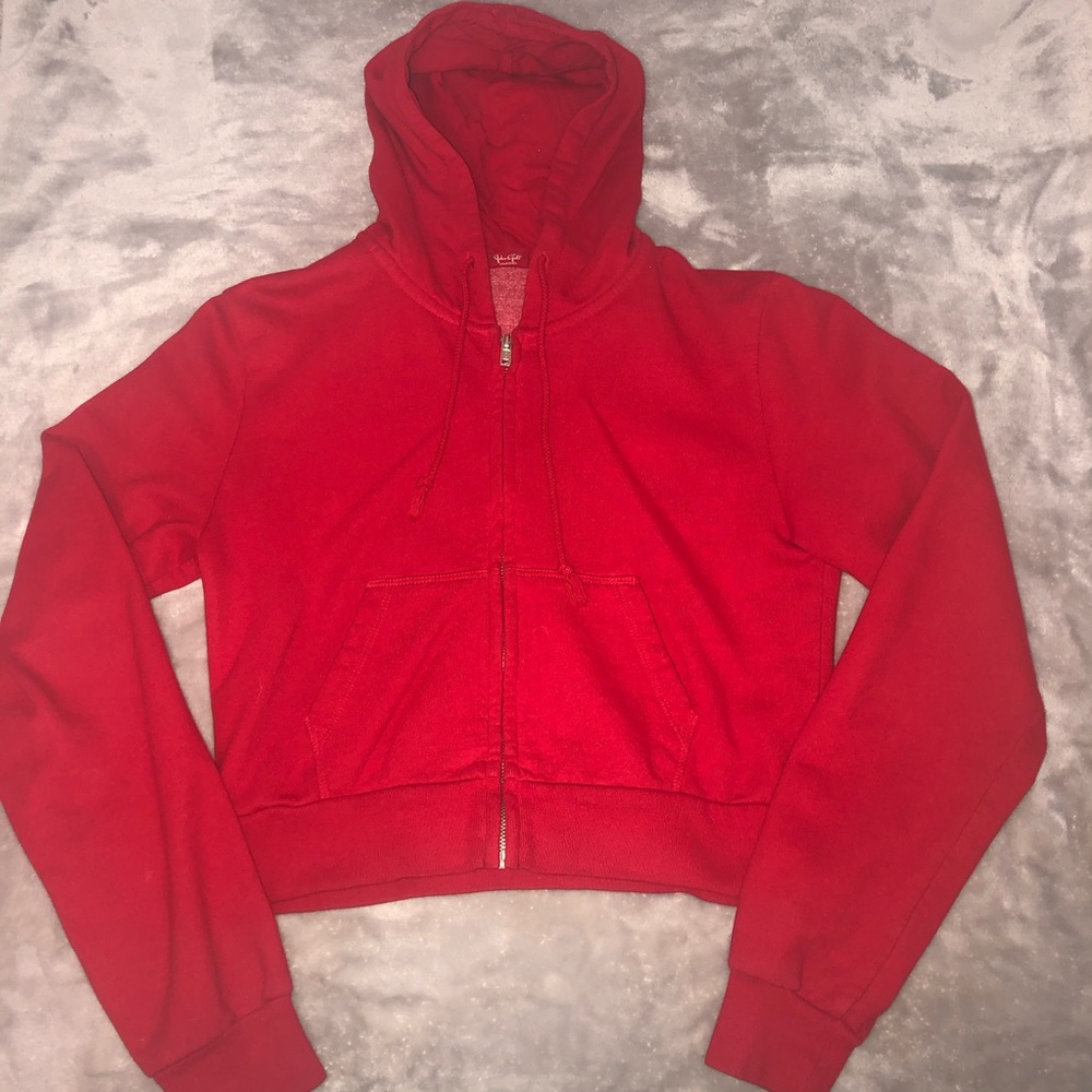 Cropped Red Crystal Hoodie Brandy Melville